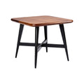 **Table carrée en bois et métal, design moderne et minimaliste**