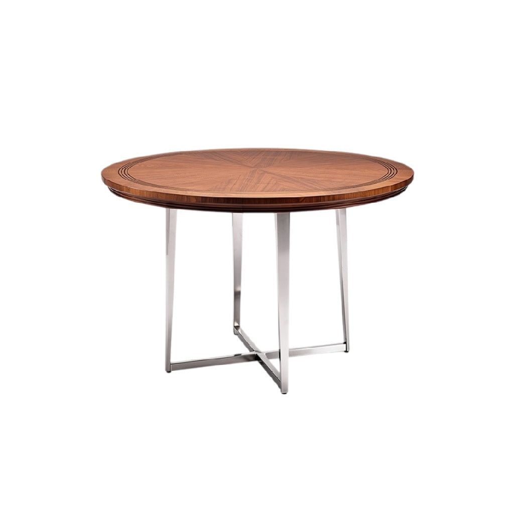 **Table ronde en bois avec piètement en métal moderne**