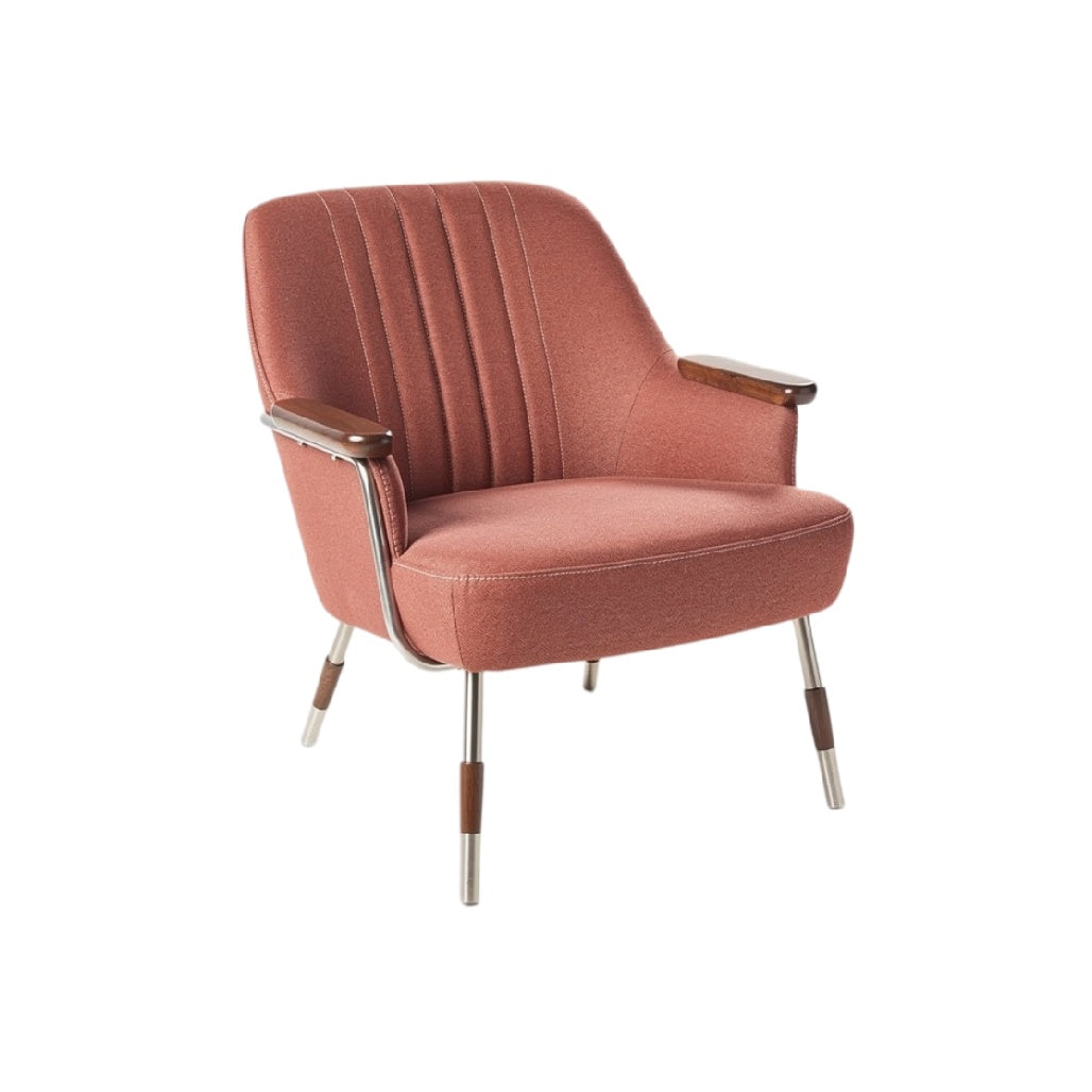 **Fauteuil rétro en tissu avec accoudoirs en bois**