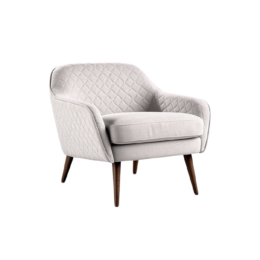 **Fauteuil Moderne en Tissu Beige avec Jambes en Bois**