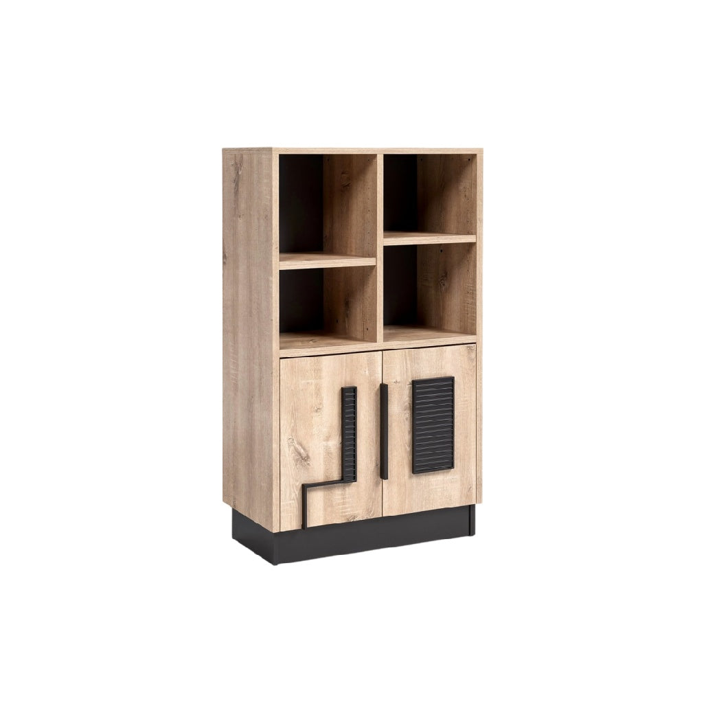 **Étagère contemporaines en bois avec rangement fermé et ouvert**